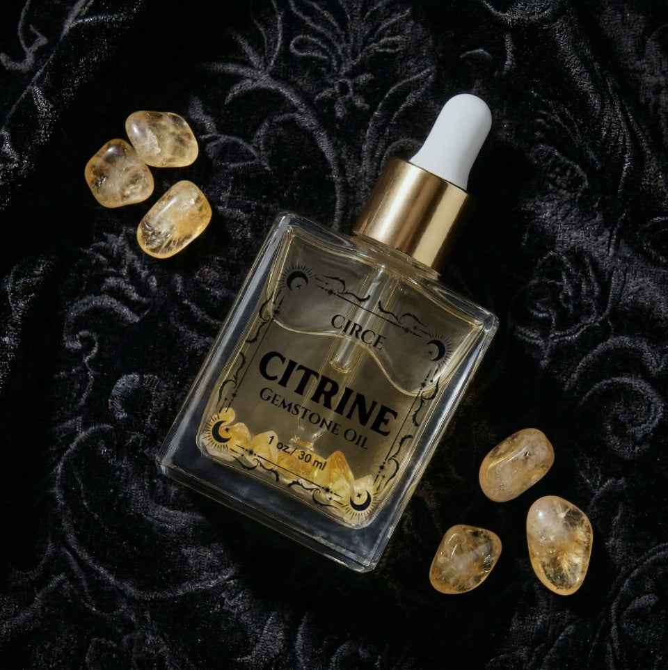 Citrine Gemstone Body Oil — Abundance & Prosperity Shimmer Oil with Patchouli & Pineapple